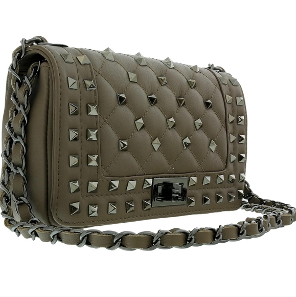 Pierre Cardin Studded Riveted Crossbody Shoulder Bag Satchel Italy